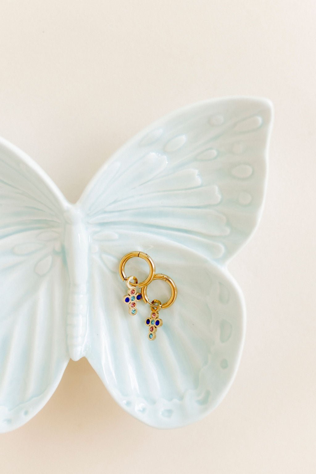 Huggie Charm Earrings - Esther Cross Multi - LINNY CO WholesaleMetals