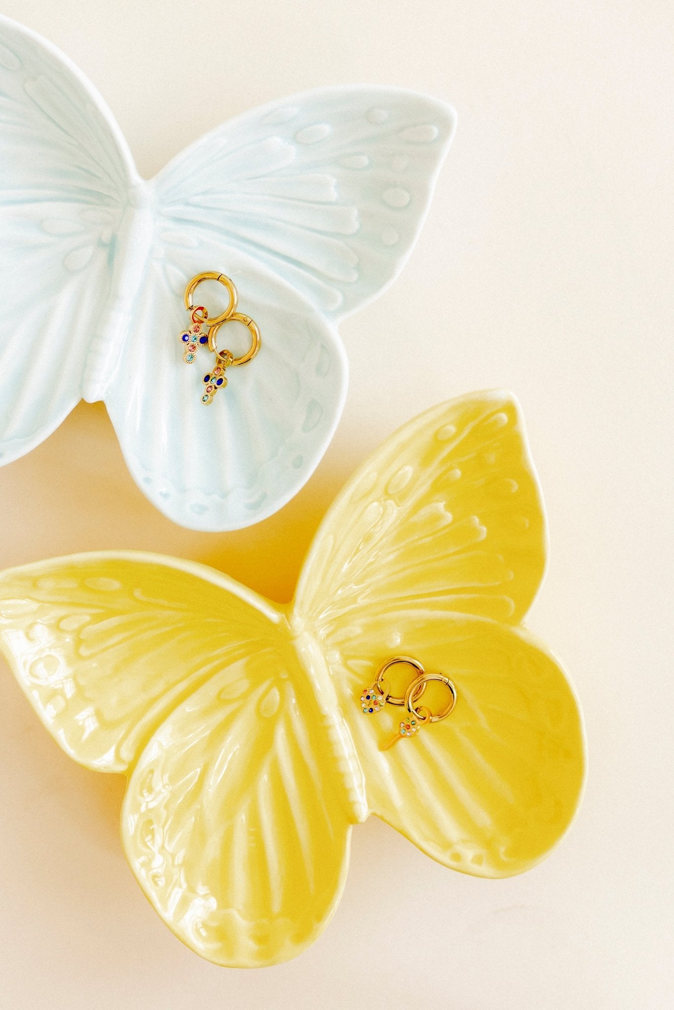 Huggie Charm Earrings - Esther Cross Multi - LINNY CO WholesaleMetals