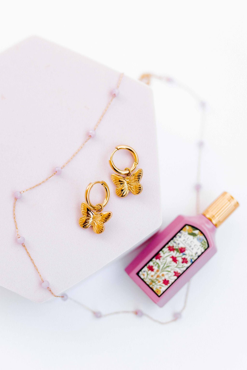 Huggie Charm Earrings - Faye Butterfly Gold - LINNY CO WholesaleMetals