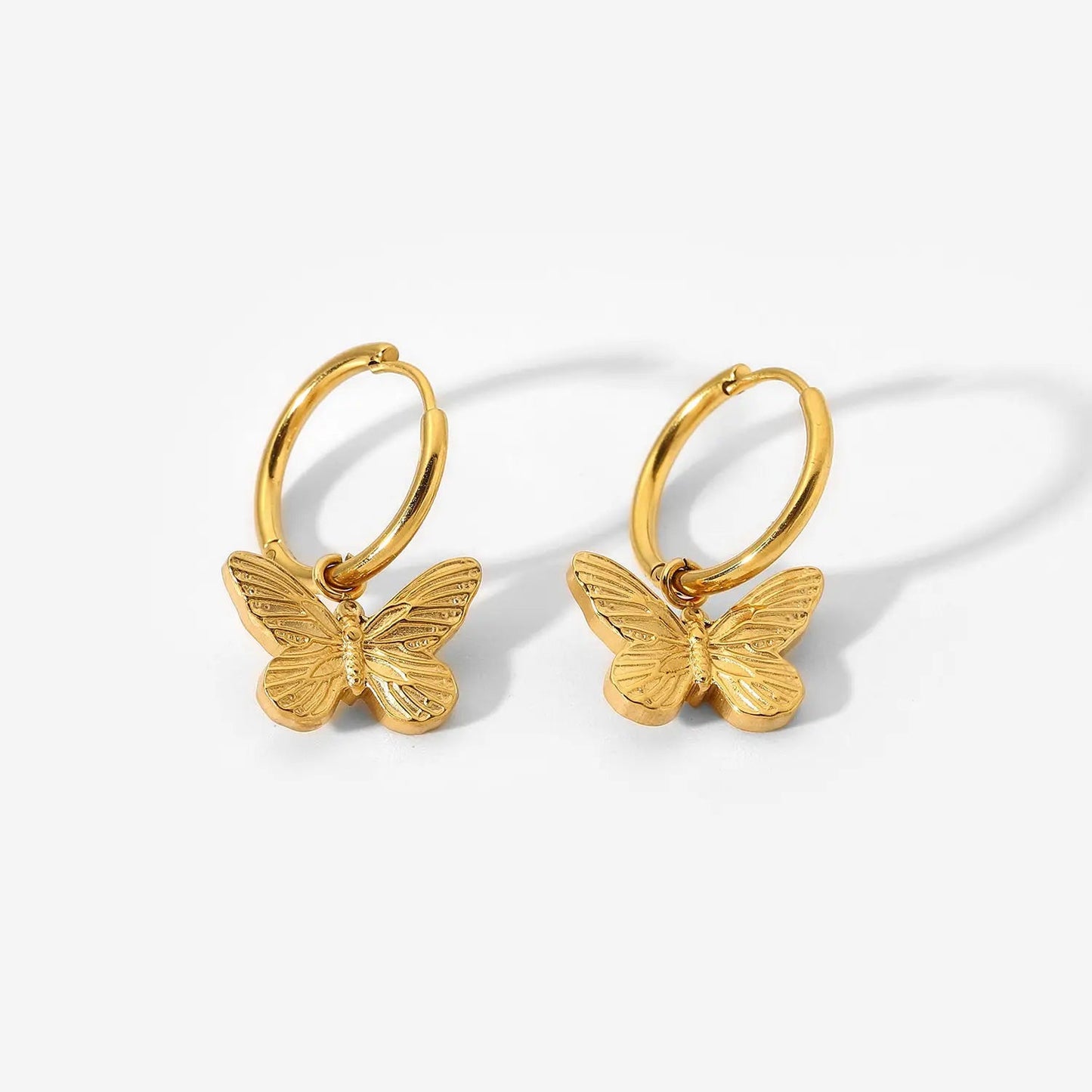 Huggie Charm Earrings - Faye Butterfly Gold - LINNY CO WholesaleMetals