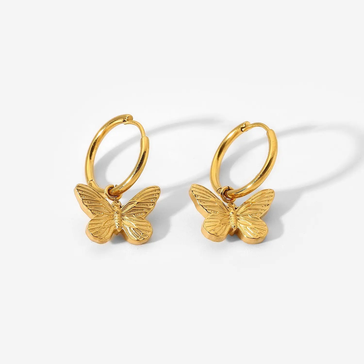 Huggie Charm Earrings - Faye Butterfly Gold - LINNY CO WholesaleMetals