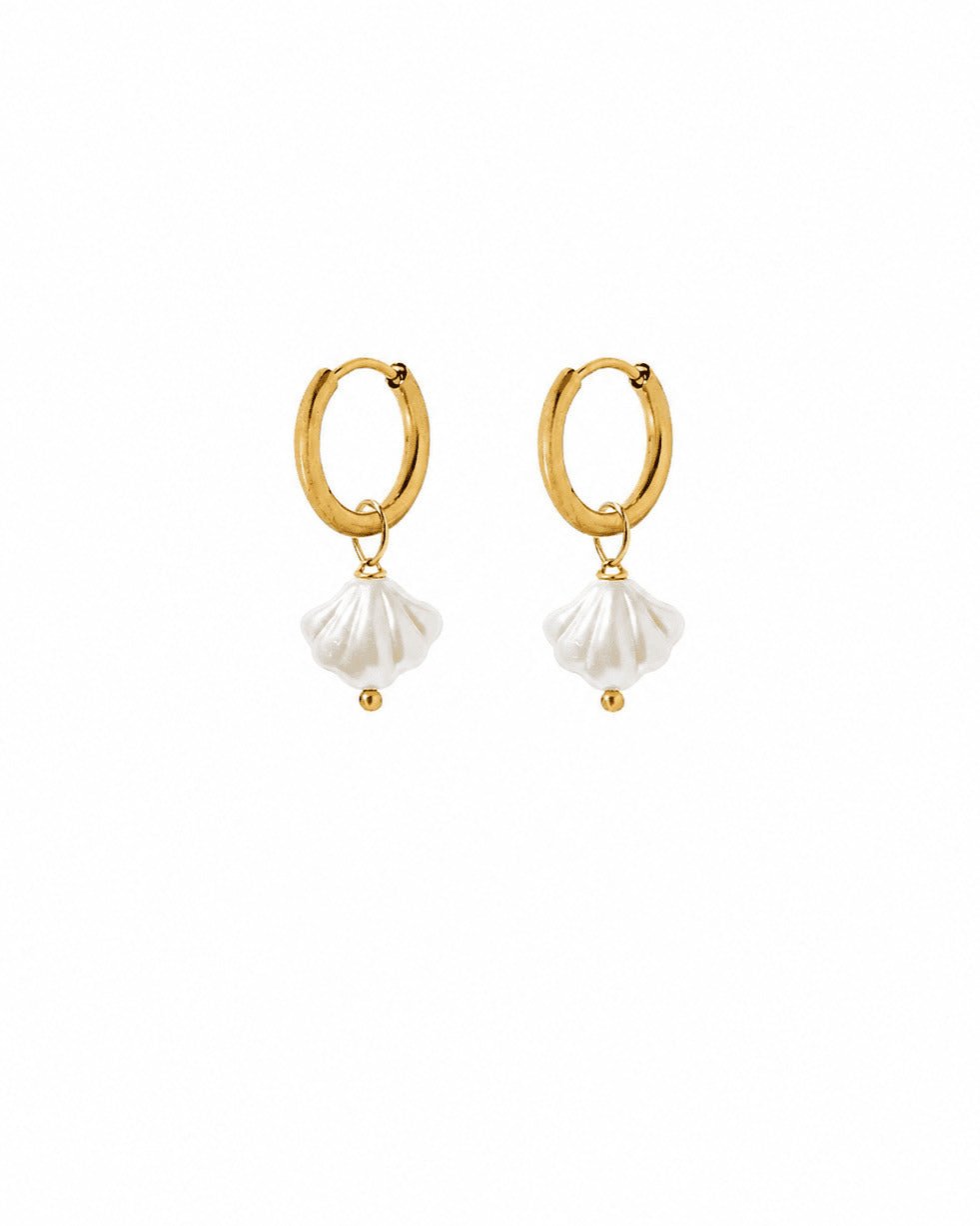 Huggie Charm Earrings - Kai Seashell Pearl - LINNY CO WholesaleStuds