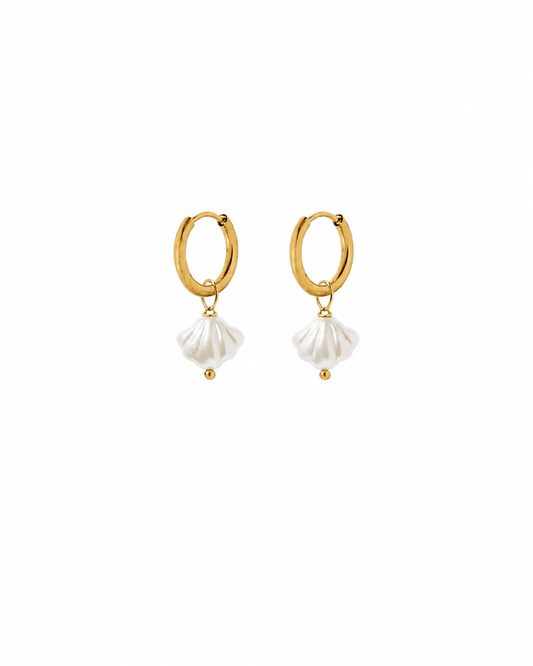 Huggie Charm Earrings - Kai Seashell Pearl - LINNY CO WholesaleStuds