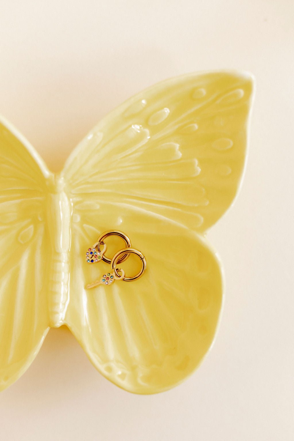 Huggie Charm Earrings - Lock and Key Gold - LINNY CO WholesaleMetals