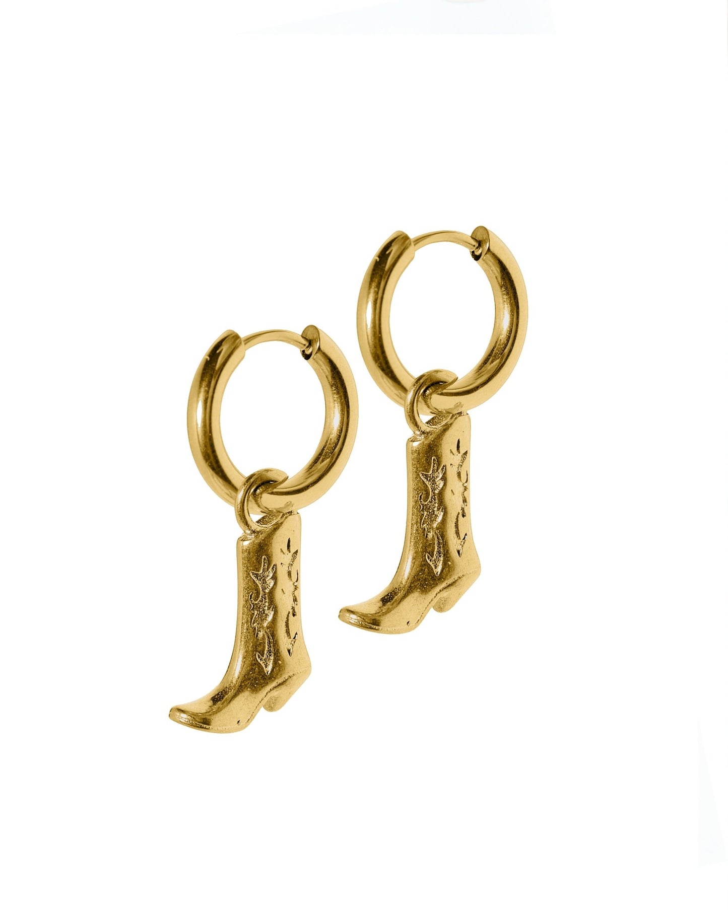 Huggie Charm Earrings - Luca Boot Gold - LINNY CO WholesaleMetals
