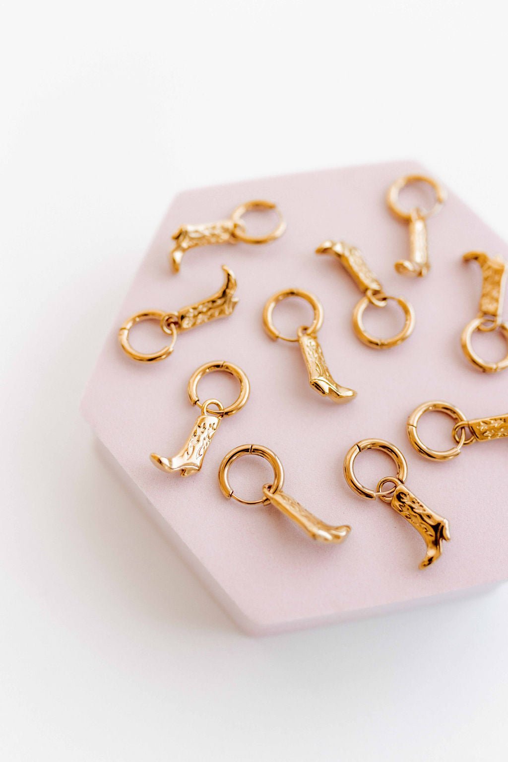 Huggie Charm Earrings - Luca Boot Gold - LINNY CO WholesaleMetals