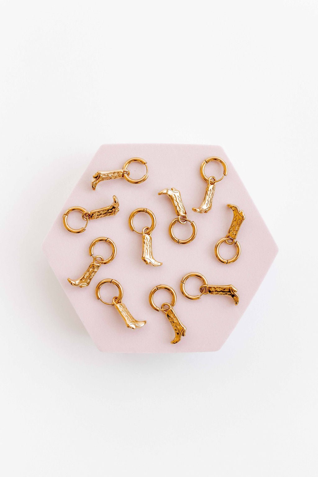 Huggie Charm Earrings - Luca Boot Gold - LINNY CO WholesaleMetals