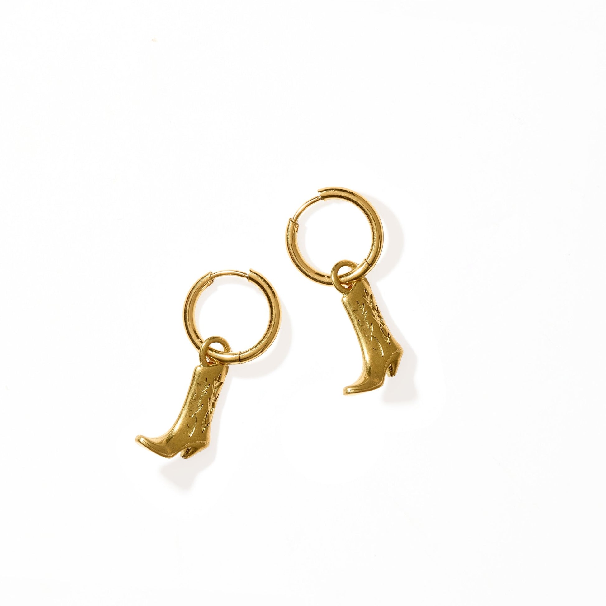Huggie Charm Earrings - Luca Boot Gold - LINNY CO WholesaleMetals