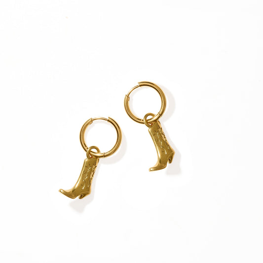 Huggie Charm Earrings - Luca Boot Gold - LINNY CO WholesaleMetals