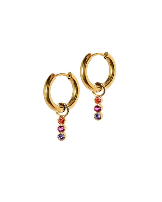 Huggie Charm Earrings - Marigold Pink and Purple - LINNY CO WholesaleMetals