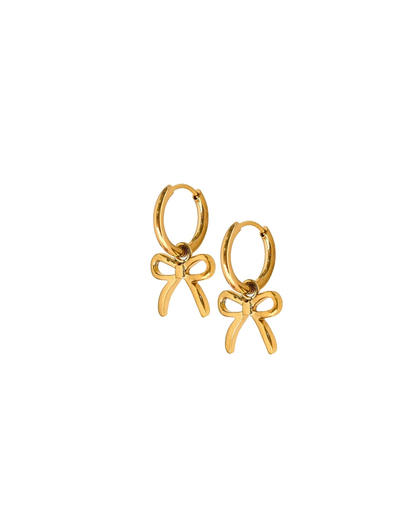 Huggie Charm Earrings - Sadie Bow Gold - LINNY CO WholesaleMetals