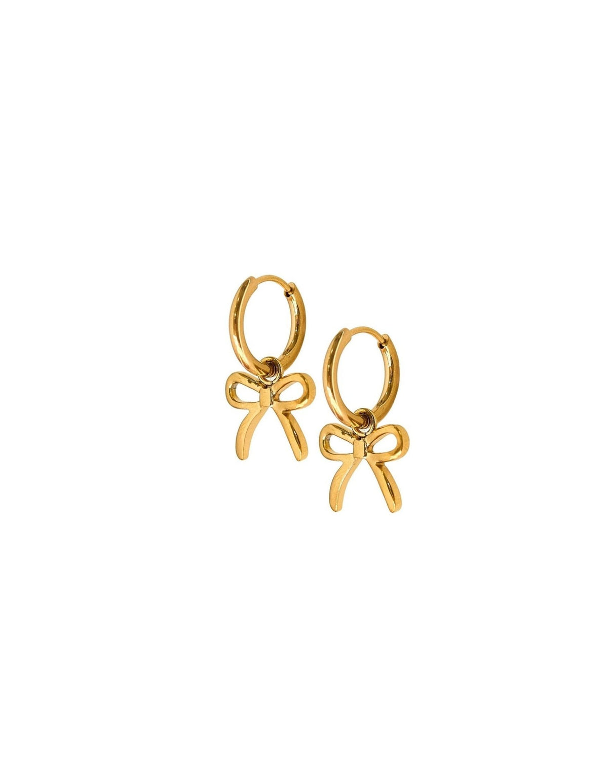 Huggie Charm Earrings - Sadie Bow Gold - LINNY CO WholesaleMetals