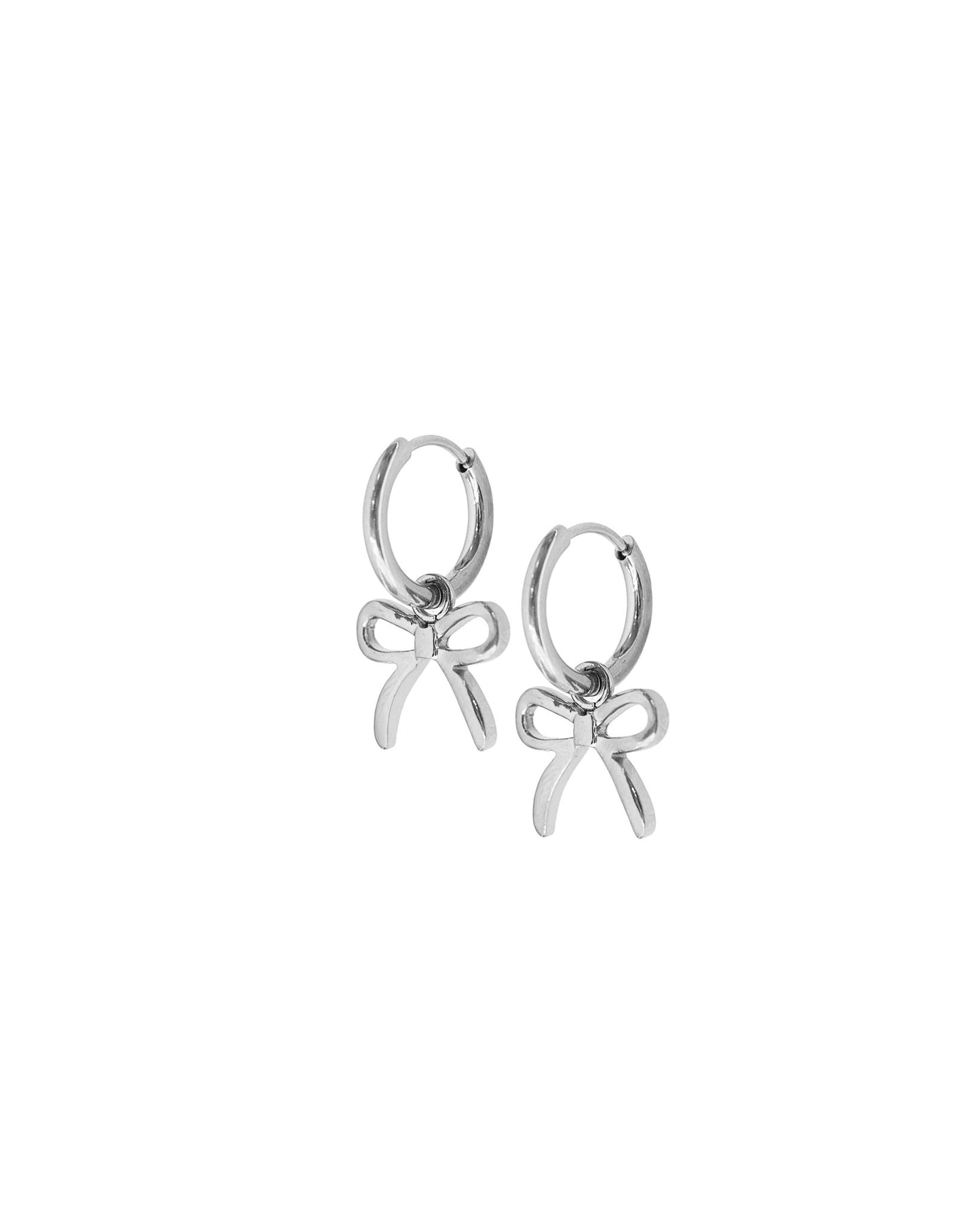 Huggie Charm Earrings - Sadie Bow Silver - LINNY CO WholesaleMetals