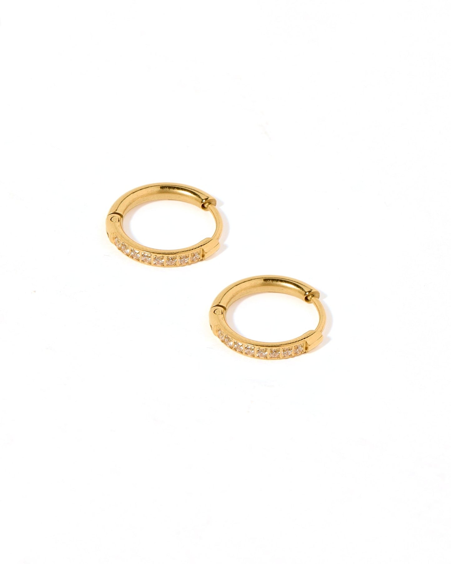 Huggie Earrings - Scarlett Hoop Gold 12mm CZ - LINNY CO WholesaleMetals