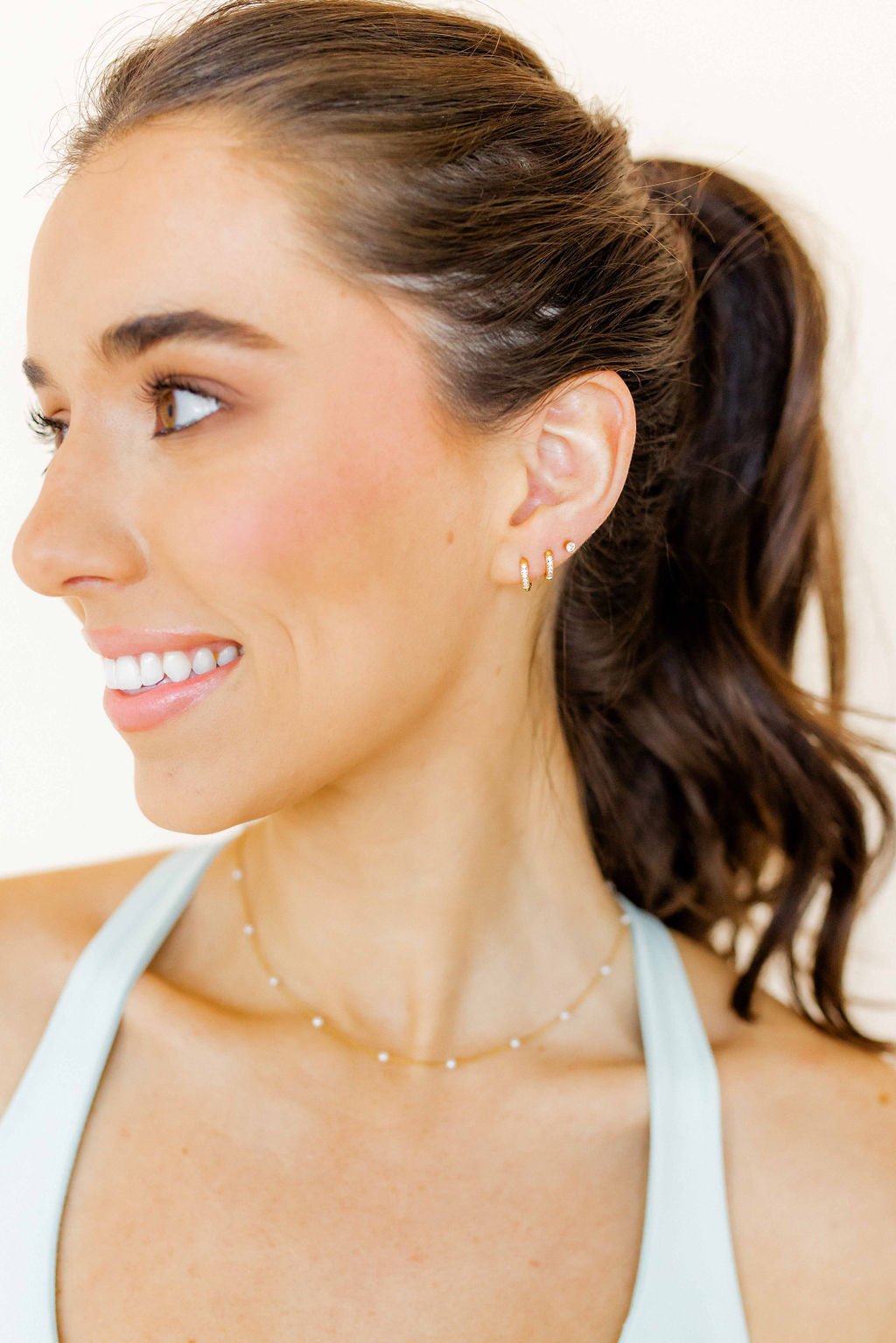 Huggie Earrings - Scarlett Hoop Gold 12mm CZ - LINNY CO WholesaleMetals