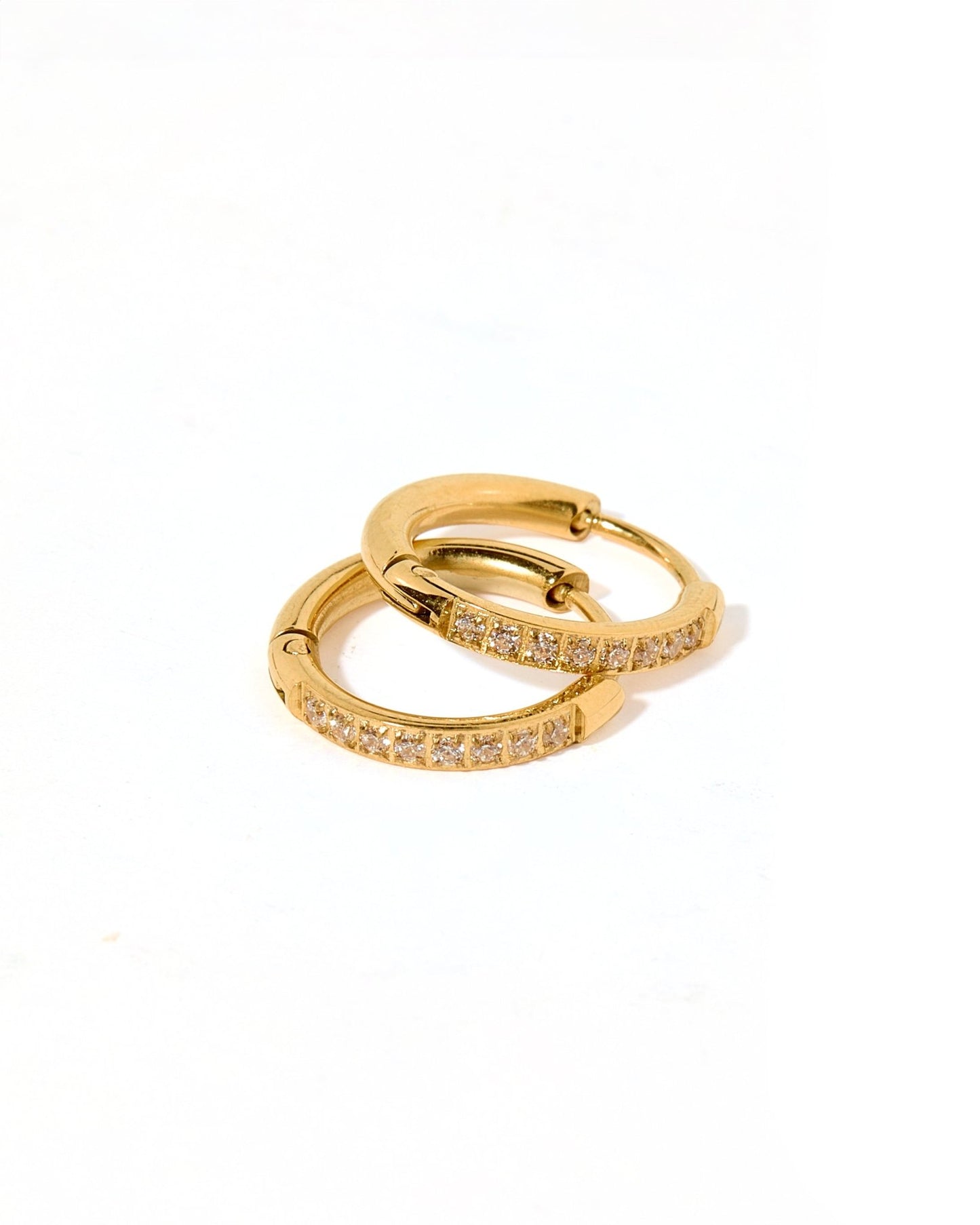 Huggie Earrings - Scarlett Hoop Gold 12mm CZ - LINNY CO WholesaleMetals