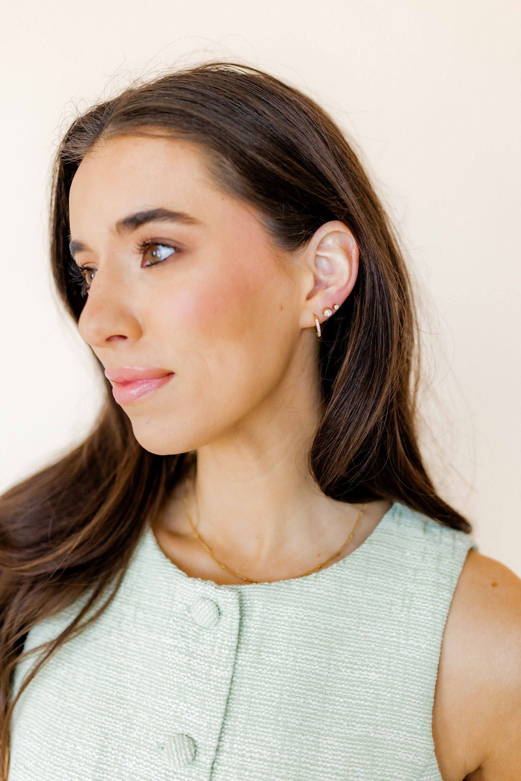 Huggie Earrings - Scarlett Hoop Gold 12mm CZ - LINNY CO WholesaleMetals