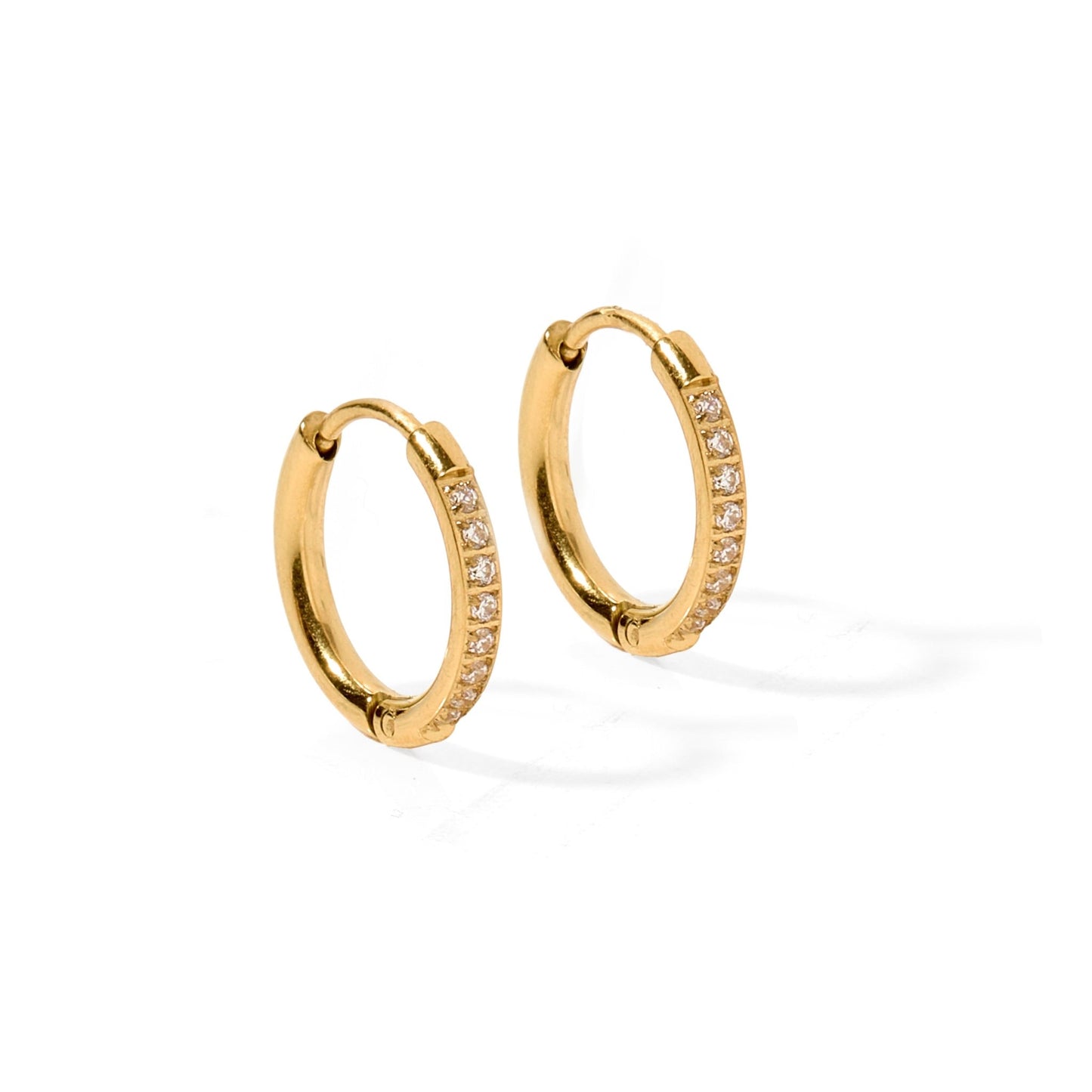 Huggie Earrings - Scarlett Hoop Gold 12mm CZ - LINNY CO WholesaleMetals