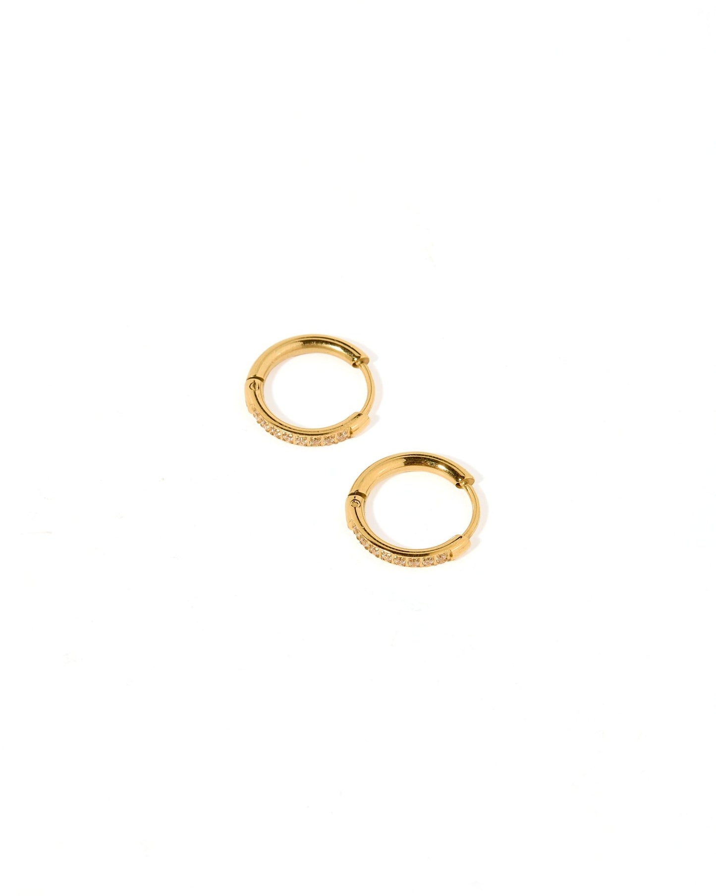 Huggie Earrings - Scarlett Hoop Gold 12mm CZ - LINNY CO WholesaleMetals