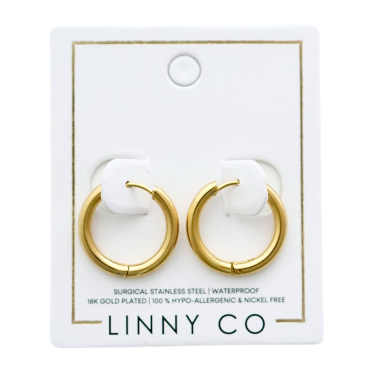 Huggie Earrings - Scarlett Hoop Gold 14mm - LINNY CO WholesaleMetals