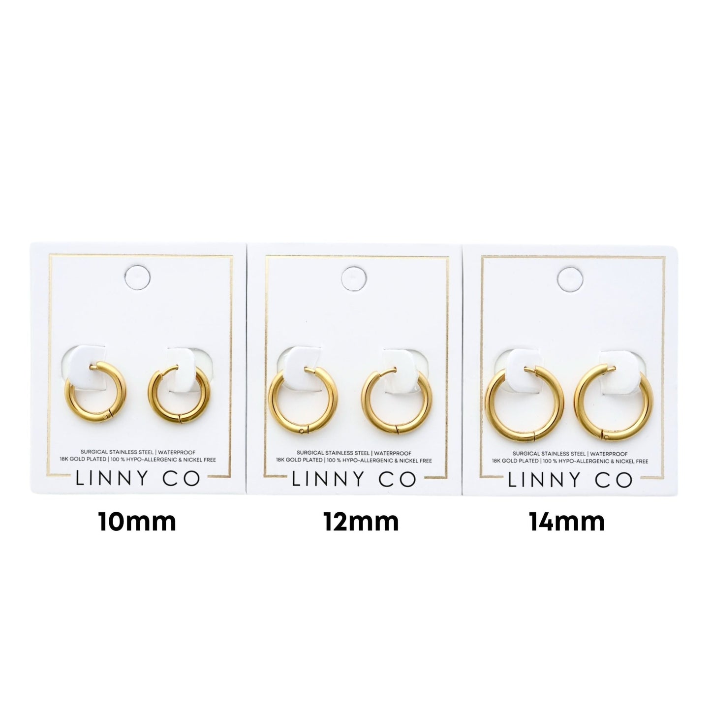 Huggie Earrings - Scarlett Hoop Gold 14mm - LINNY CO WholesaleMetals