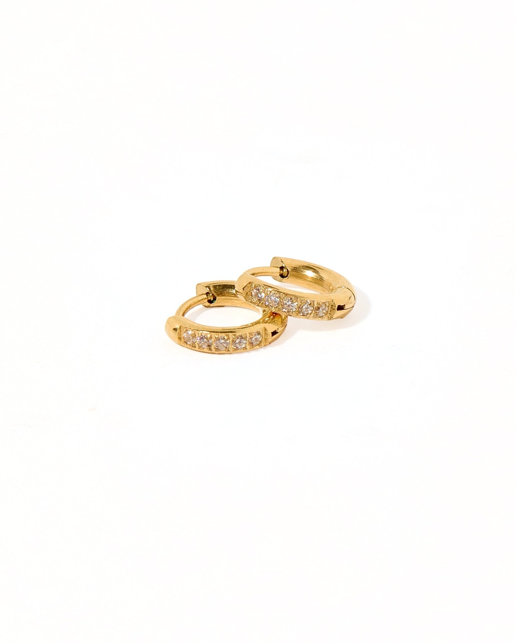Huggie Earrings - Scarlett Hoop Gold 8mm CZ - LINNY CO WholesaleMetals