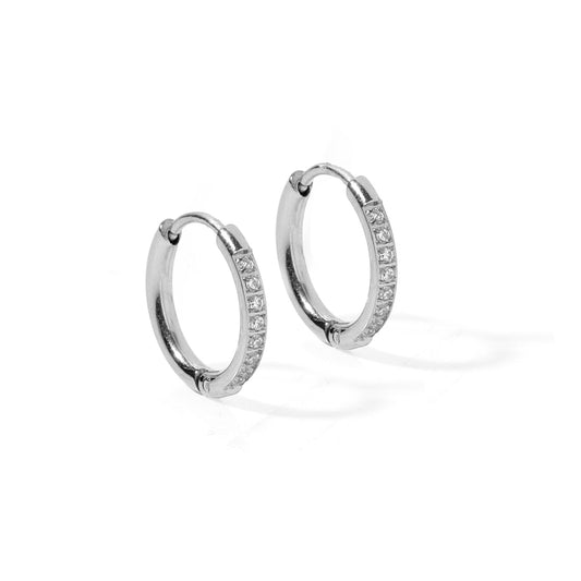 Huggie Earrings - Scarlett Hoop Silver 12mm CZ - LINNY CO WholesaleMetals