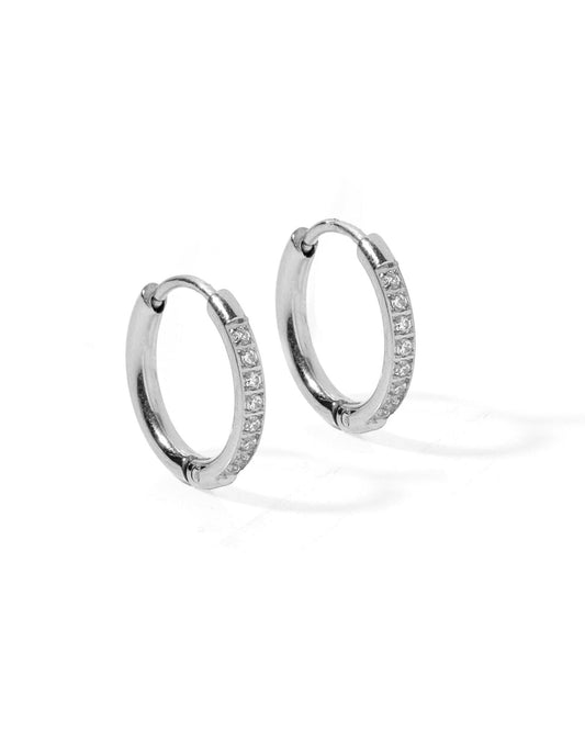Huggie Earrings - Scarlett Hoop Silver 12mm CZ - LINNY CO WholesaleMetals