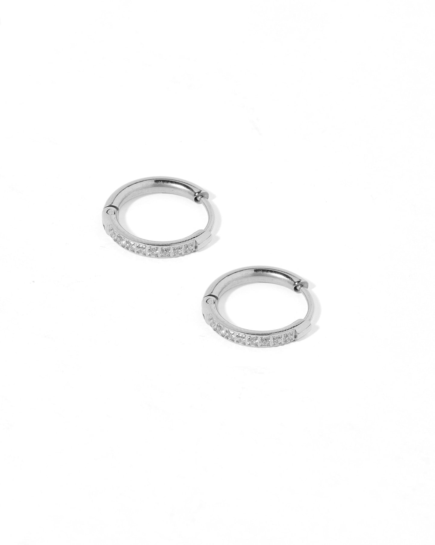 Huggie Earrings - Scarlett Hoop Silver 12mm CZ - LINNY CO WholesaleMetals