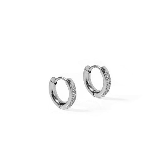 Huggie Earrings - Scarlett Hoop Silver 8mm CZ - LINNY CO WholesaleMetals