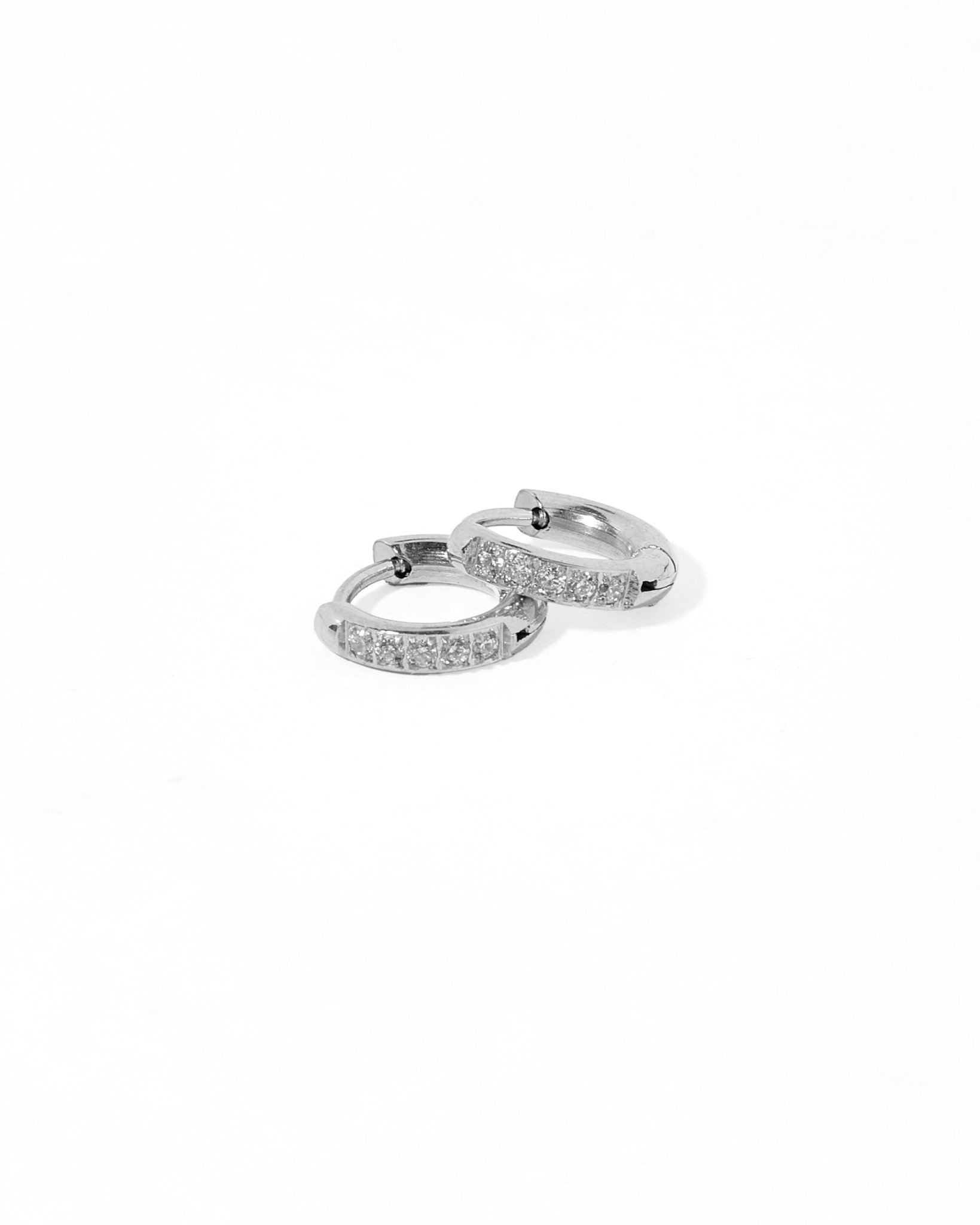 Huggie Earrings - Scarlett Hoop Silver 8mm CZ - LINNY CO WholesaleMetals