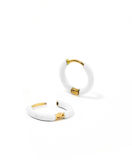 Huggie Earrings - Scarlett Hoop White 10mm - LINNY CO WholesaleMetals