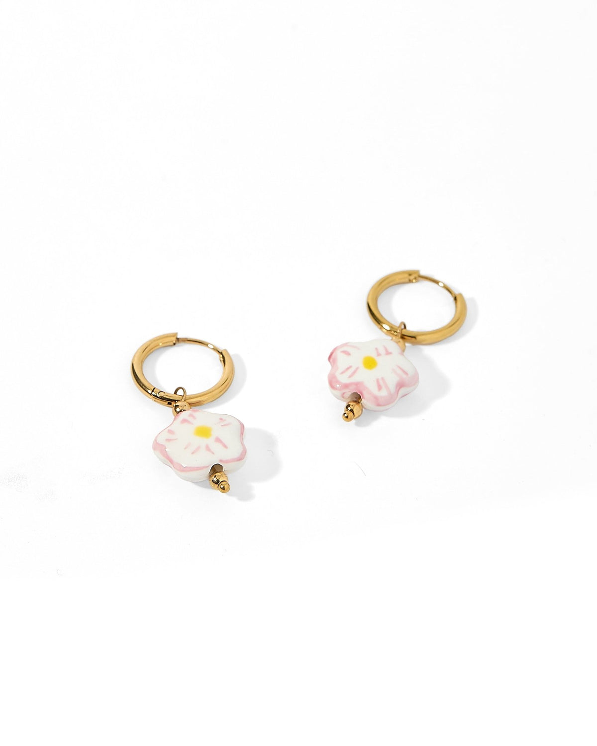 LINNY CO Bloom huggie earrings for kids & little girls — hypoallergenic, waterproof stainless steel, detail.