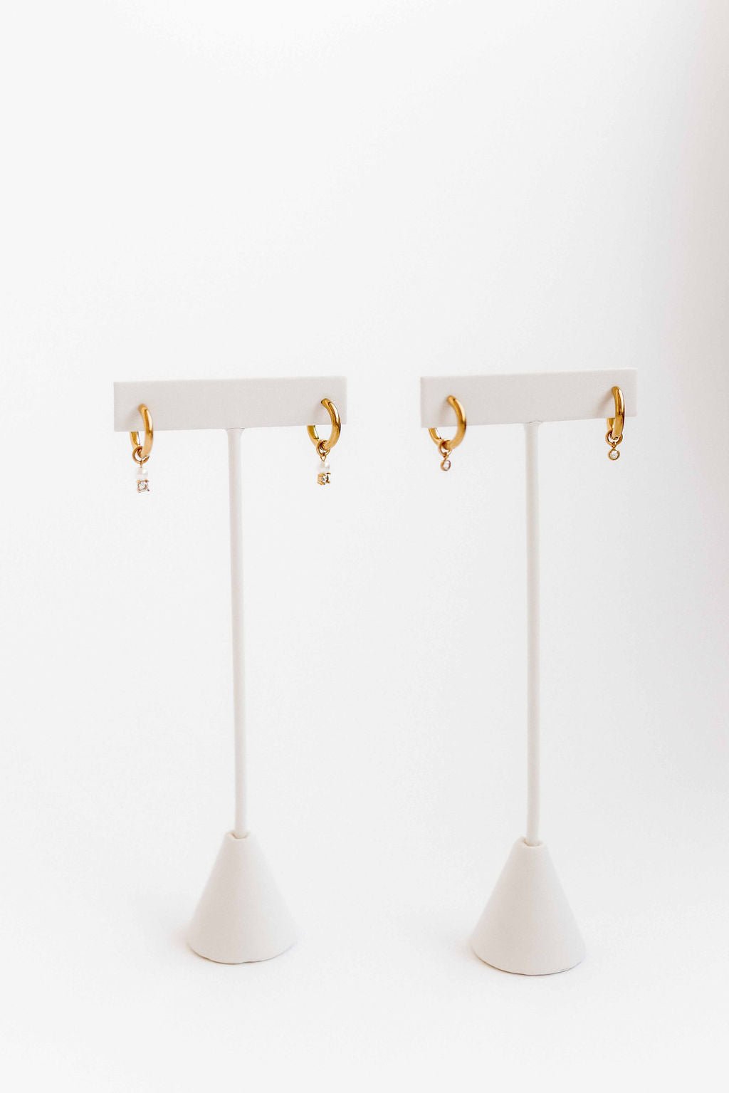 LINNY CO Celine Gold huggie earrings for kids & little girls — hypoallergenic, waterproof stainless steel, detail.