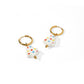 LINNY CO Christmas Tree Polka Dot huggie earrings for kids & little girls — hypoallergenic, waterproof stainless steel, detail.
