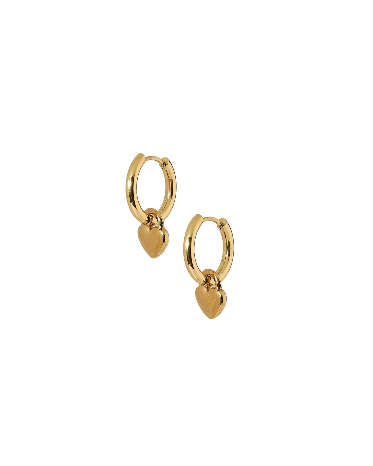 LINNY CO Dakota Heart huggie earrings for kids & little girls — hypoallergenic, waterproof stainless steel, detail.