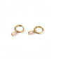LINNY CO Edith Pink Gold huggie earrings for kids & little girls — hypoallergenic, waterproof stainless steel, detail.