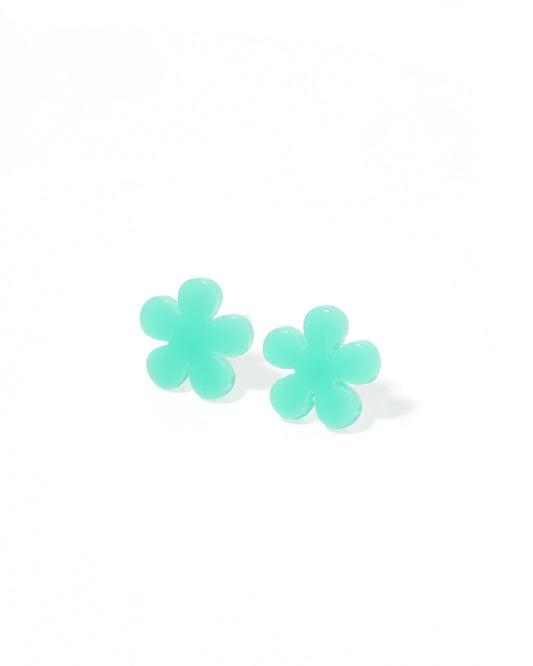 Jenna Flower Stud - Aqua - Earrings - LINNY CO WholesaleAcetate