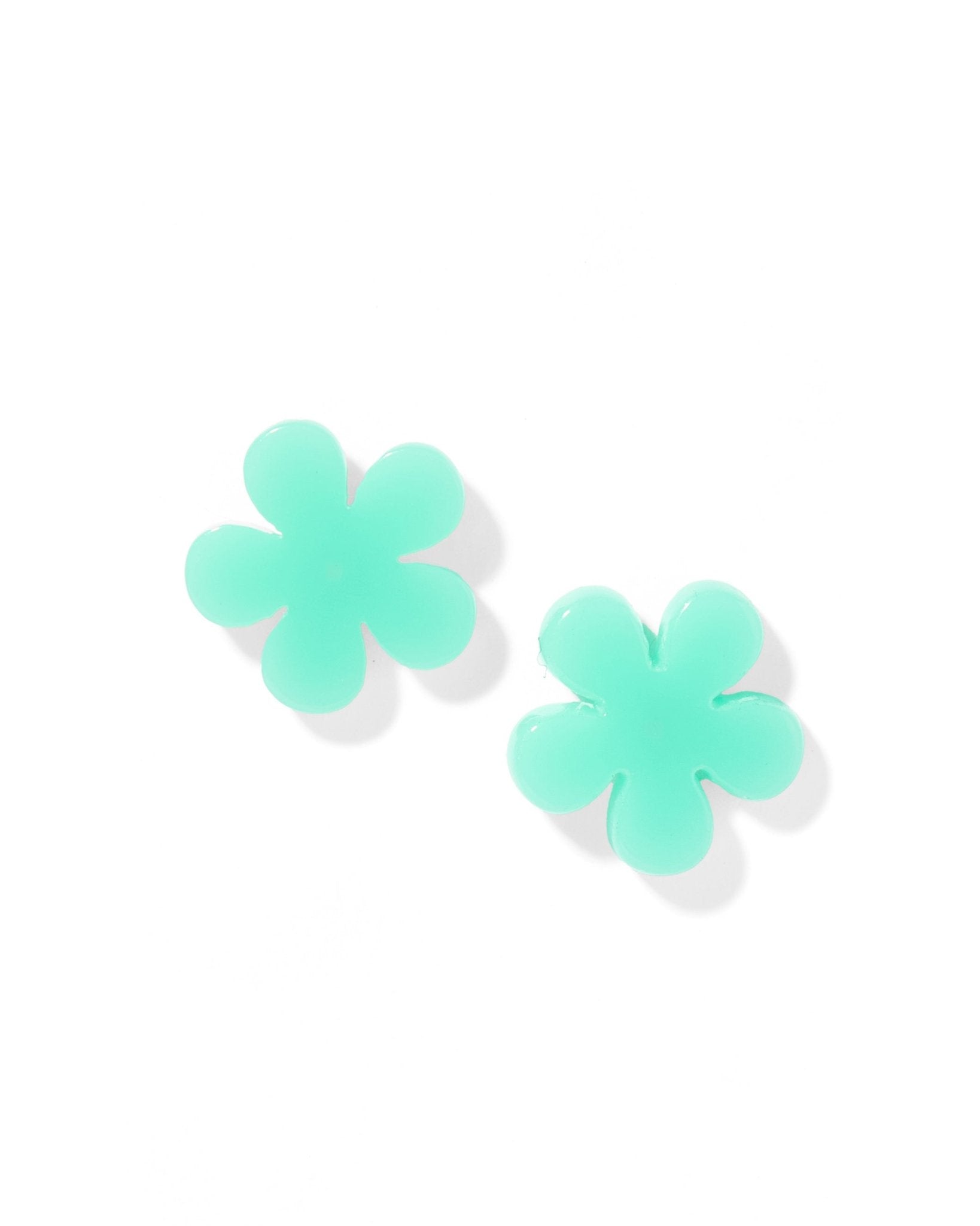 Jenna Flower Stud - Aqua - Earrings - LINNY CO WholesaleAcetate