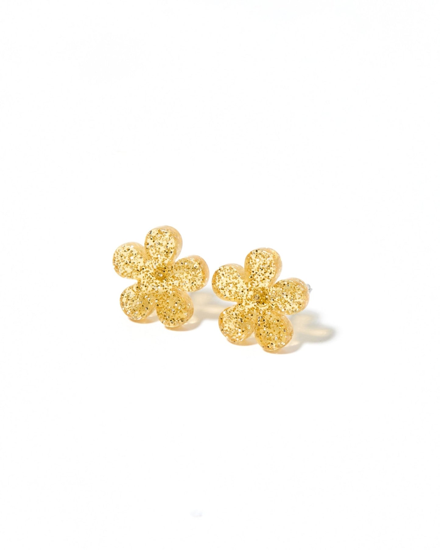 Jenna Flower Stud - Gold Glitter - Earrings - LINNY CO WholesaleAcetate
