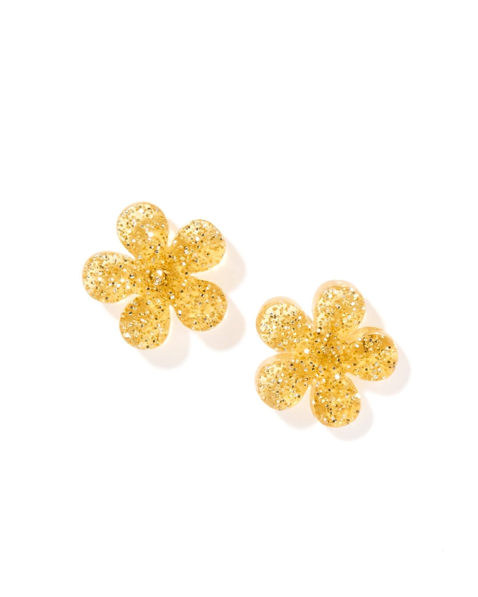 Jenna Flower Stud - Gold Glitter - Earrings - LINNY CO WholesaleAcetate