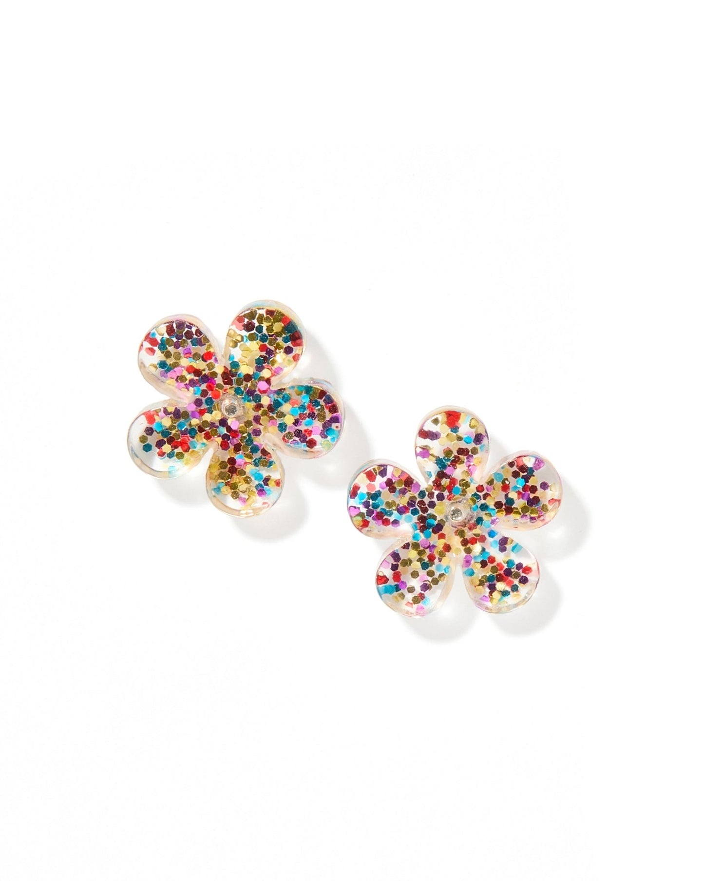 Jenna Flower Stud - Multi Glitter - Earrings - LINNY CO WholesaleAcetate