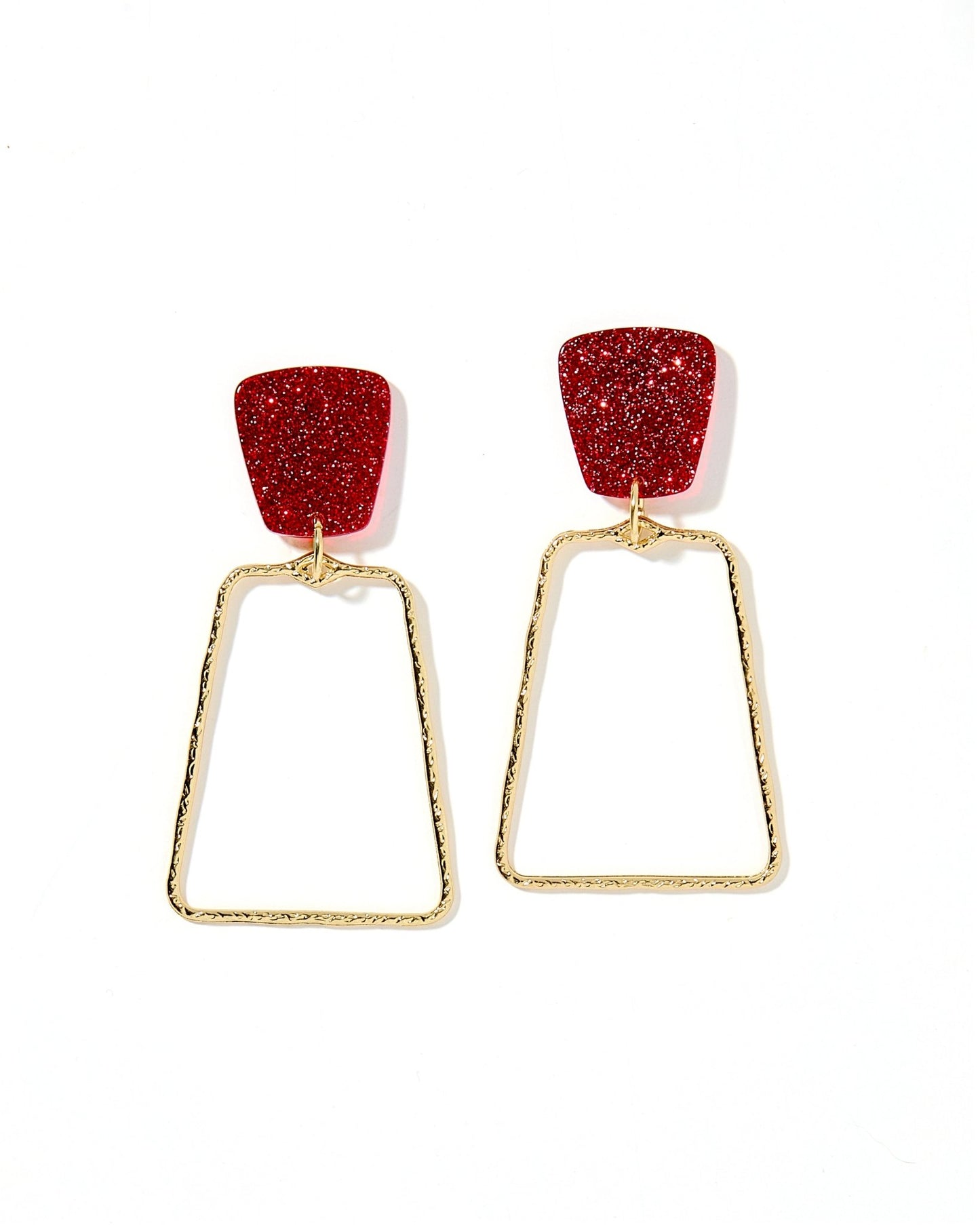 Kaelyn - Crimson Glitter - Earrings - LINNY CO WholesaleAcetate
