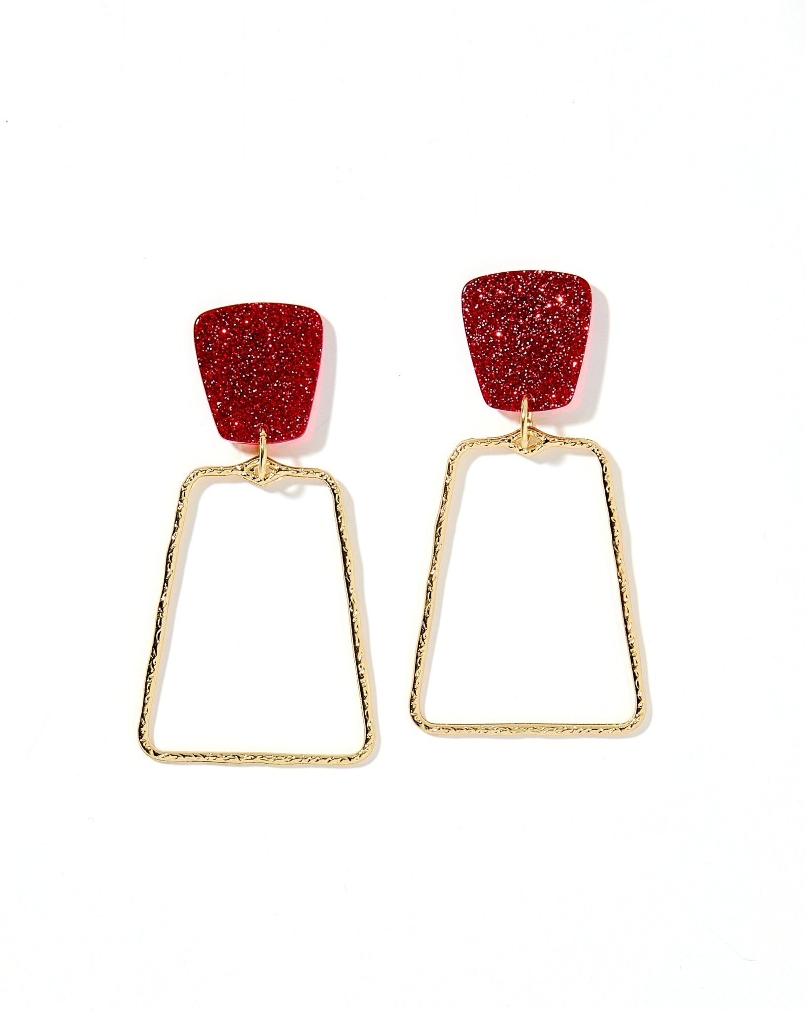 Kaelyn - Crimson Glitter - Earrings - LINNY CO WholesaleAcetate