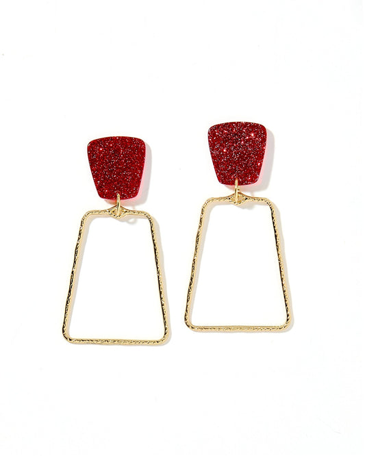 Kaelyn - Crimson Glitter - Earrings - LINNY CO WholesaleAcetate