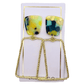 Kaelyn - Green - Mustard Camo - Earrings - LINNY CO WholesaleAcetate