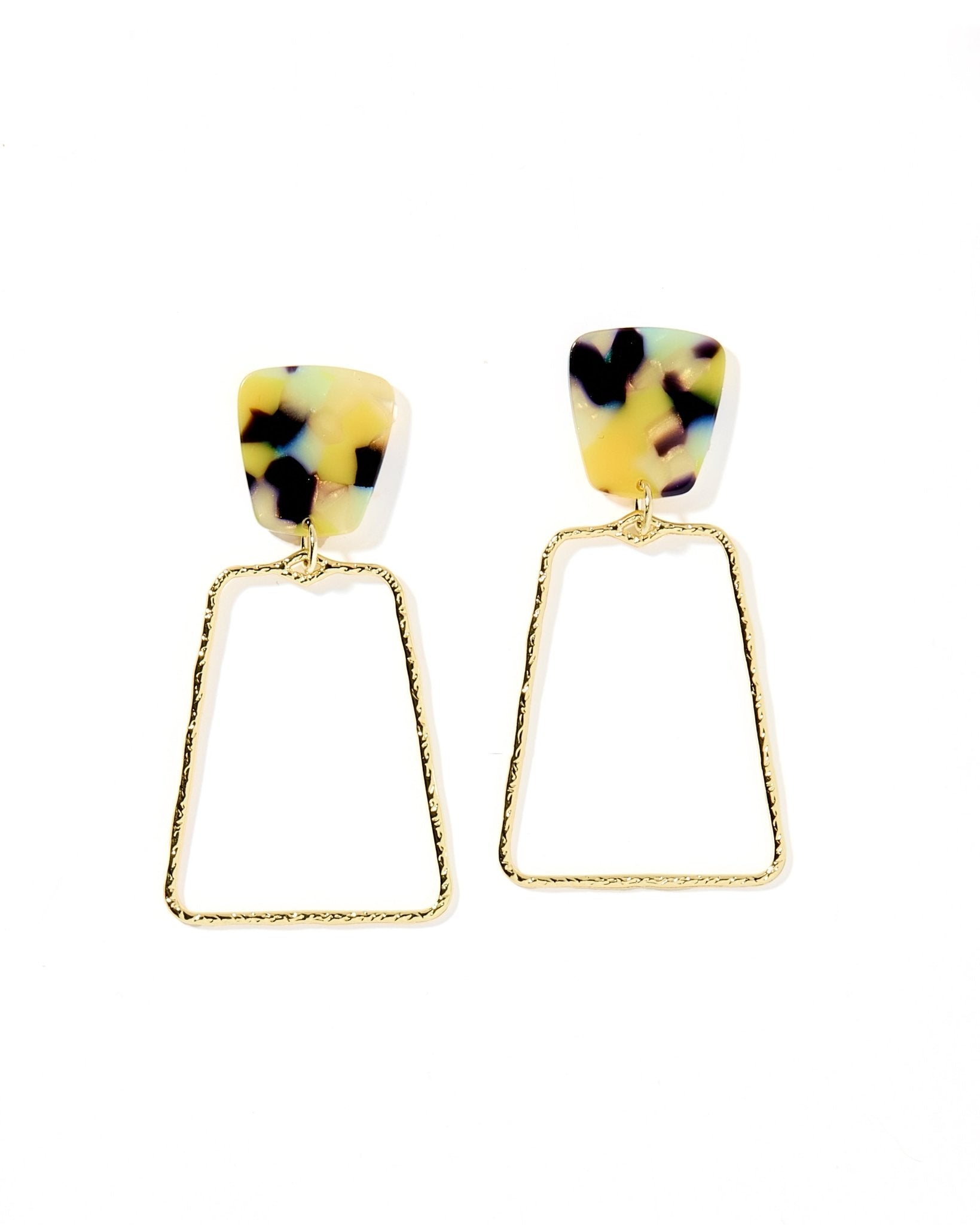 Kaelyn - Green - Mustard Camo - Earrings - LINNY CO WholesaleAcetate