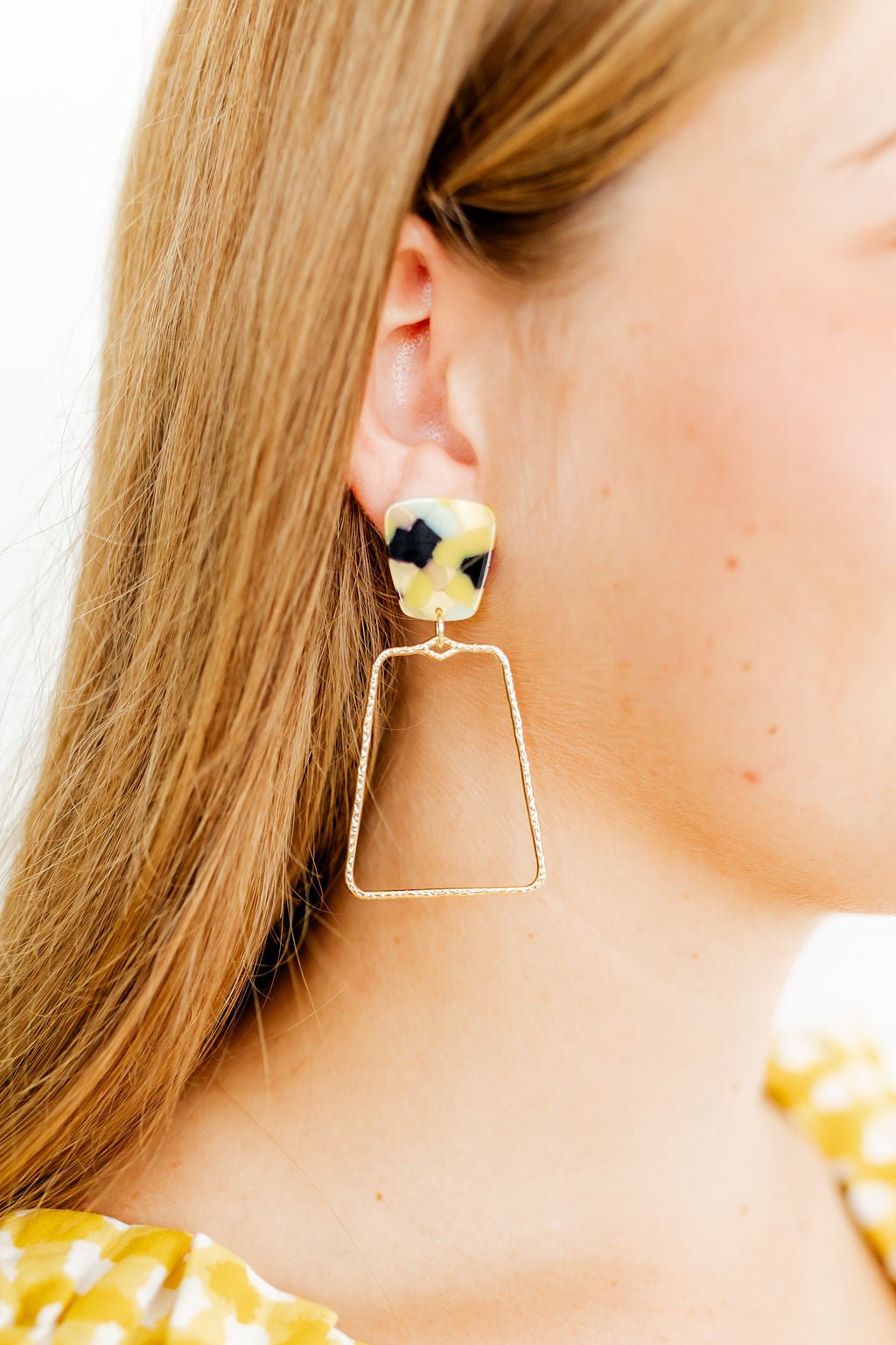 Kaelyn - Green - Mustard Camo - Earrings - LINNY CO WholesaleAcetate