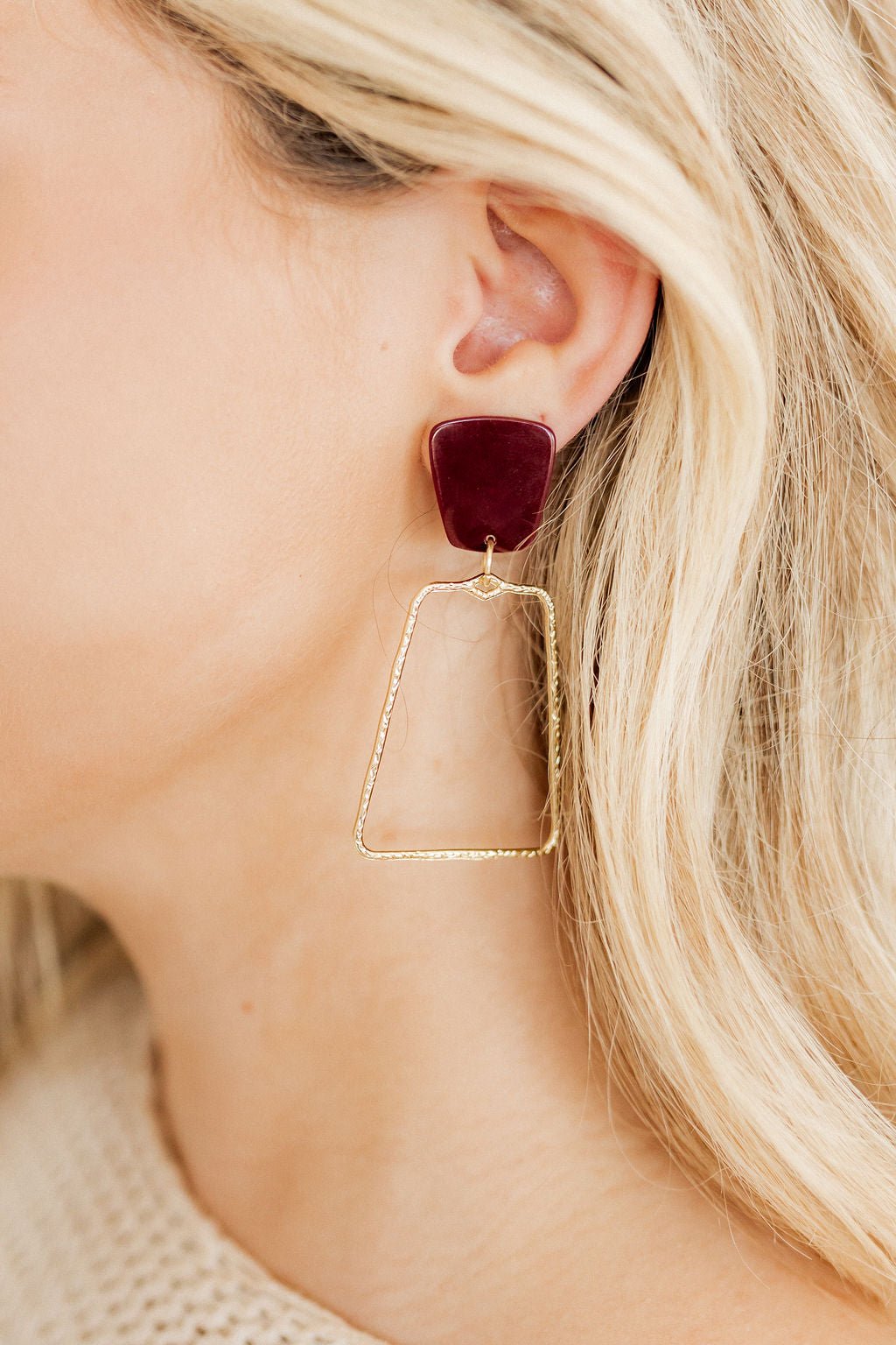 Kaelyn - Maroon - Earrings - LINNY CO WholesaleAcetate
