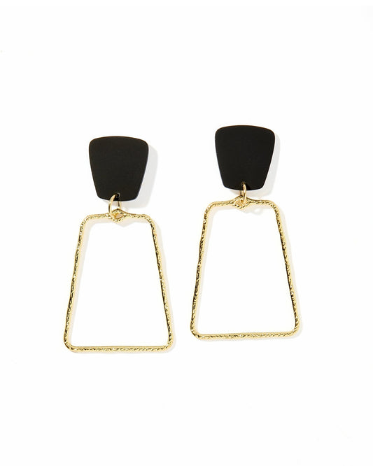 Kaelyn - True Black and Gold - Earrings - LINNY CO WholesaleAcetate